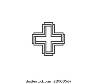 Plus Logo Symbol Symbol Symbol Symbol Design Line Art Style. Logotyp des medizinischen Gesundheitswesens. Logo-Vorlage für Vektorgrafiken