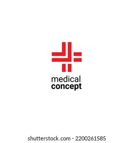 Plus logo inspiration in red. Suitable for logos related to medical and health