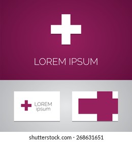 plus logo template icon design elements with business card  