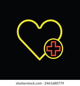 plus love water drop emergency icon eps with color  
