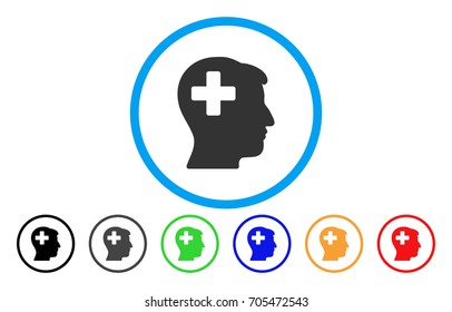 Plus Man Head rounded icon. Vector illustration style is a flat iconic symbol inside a circle, with black, gray, green, blue, orange, red color versions. Designed for web and software interfaces.