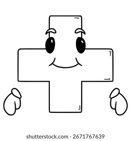 Vector de contorno dibujado a mano de ilustración de personaje de matemáticas
