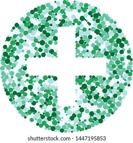 Plus math sign color distributed circles dots illustration