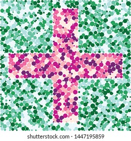 Plus math sign color distributed circles dots illustration