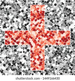 Plus math sign color distributed circles dots illustration