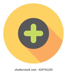 Plus Mathematical Symbol Flat Style Design