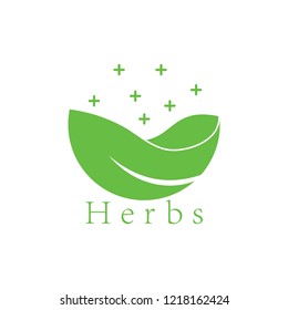 plus medical leaf herbs logo vector