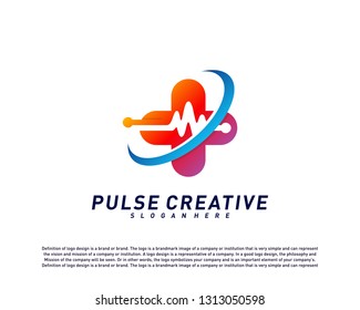 Plus Medical Pulse or Wave logo design concept. Healthcare Pulse logo template vector. Icon Symbol