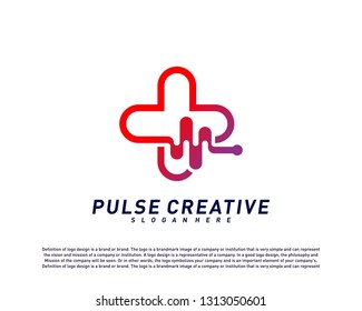 Plus Medical Pulse or Wave logo design concept. Healthcare Pulse logo template vector. Icon Symbol