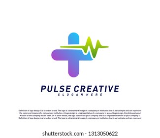 Plus Medical Pulse or Wave logo design concept. Healthcare Pulse logo template vector. Icon Symbol