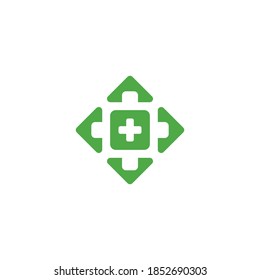 plus medical symbol square box geometric simple decoration logo vector