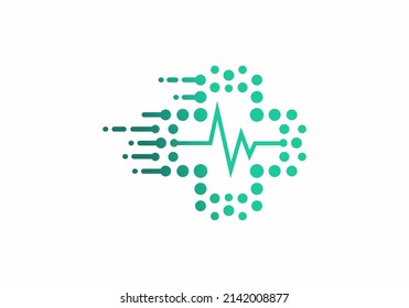 Plus Medical Technology And Fast Speed Logo Design Healthcare Medical Concept