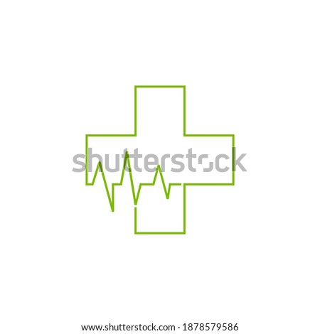 plus medical thin line heart pulse symbol logo vector