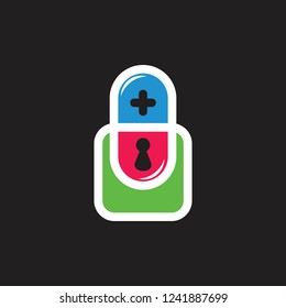 plus medicine padlock drugs symbol vector 