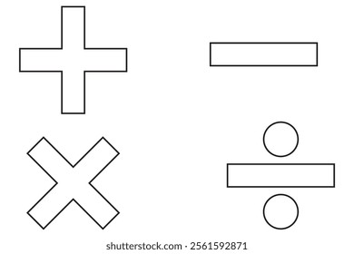 Plus, minus, add and subtract icon set in simple and stroke style in circle with black and white color. Plus and minus or add and subtract flat icons for apps and websites. Plus and minus sign set.