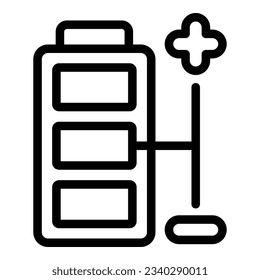 Plus minus battery icon outline vector. Electric mobile. Empty low