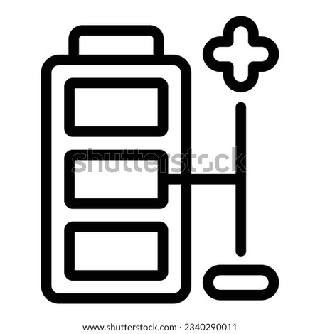 Plus minus battery icon outline vector. Electric mobile. Empty low