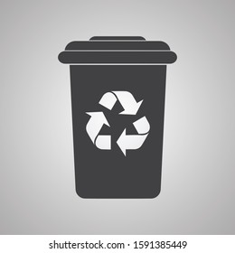 Plus and minus buttons in flat design isolated on gray background. Trash can icon. Vector illustration eps 10.