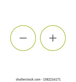 plus and minus circle flat vector icons isolated on white.  Add or plus purchase pictogram.  Good for web and mobile design. 