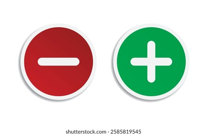 plus minus circle icon red green vector design illustration