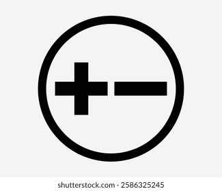 Plus Minus Circle Positive Negative Round Addition Subtraction Button Add Subtract Increase Decrease Icon Black White Symbol Sign Graphic Illustration Vector