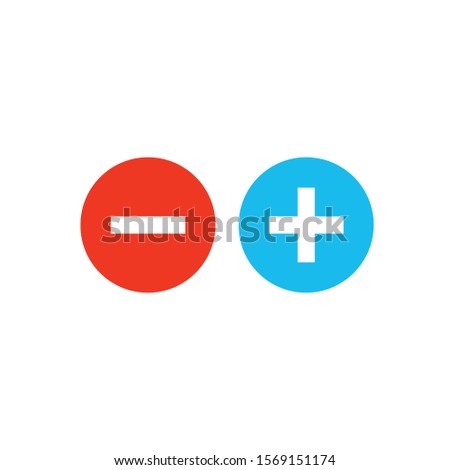 Plus and minus in circle. Positive and negative buttons. Stock Vector illustration isolated on white background.