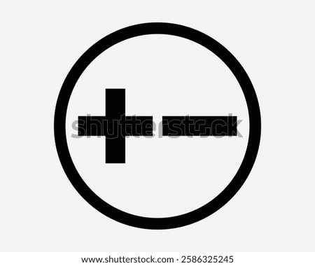 Plus Minus Circle Positive Negative Round Addition Subtraction Button Add Subtract Increase Decrease Icon Black White Symbol Sign Graphic Illustration Vector