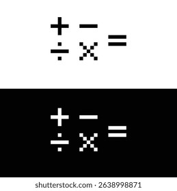plus minus divide multiply symbols pixel art education 8 bit logo for game