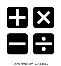 Plus, minus, divide and multiply symbols.