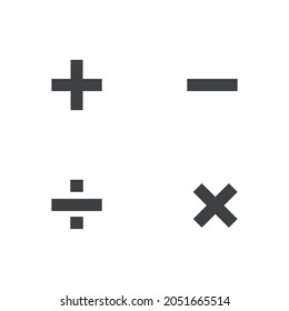 Más menos Dividir Multiplicar los iconos de emoji vectoriales matemáticas