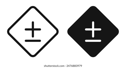 Plus minus flat liner icon set.