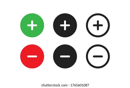 Plus and minus, great design. Line isolated simple icon set in vector flat style.