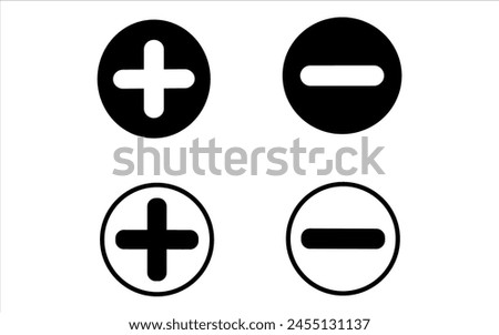 Plus and minus icon black and white vector illustration. plus and minus icon vector illustration. Eps10 plus and minus icons.