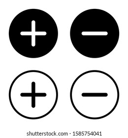 Plus minus icon design. Set of plus and minus icon in modern style design. Vector illustration.