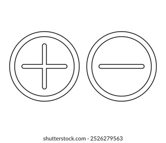 Design de ícone com sinal de adição ou subtração. Ícone de adição e subtração no design moderno em estilo silhueta. Ilustração vetorial.