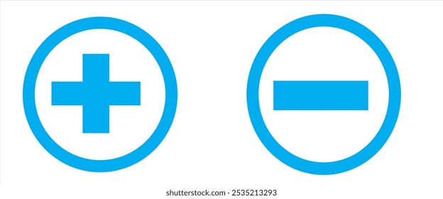 Design de ícone com sinal de adição ou subtração. Ícone de adição e subtração no design moderno em estilo silhueta. Ilustração vetorial.