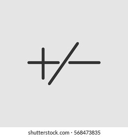 Plus or minus icon flat. Black pictogram on grey background. Vector illustration symbol