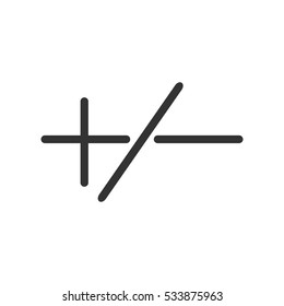 Plus or minus icon flat. Illustration isolated on white background. Vector grey sign symbol