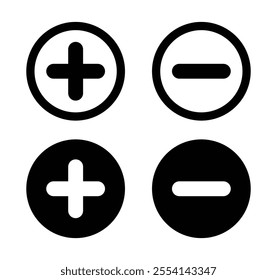 Plus, and minus icon in flat and outline style vector illustration on white background. Add and subtract icon for web and website. 