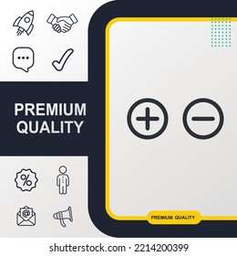 Más y menos elemento gráfico de iconos. Diseño moderno.
