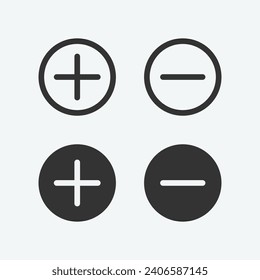 Plus and minus icon. Plus and less icon simple add sign vector