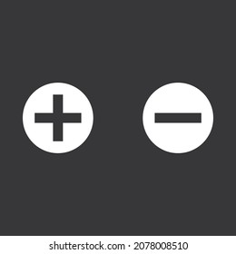 Plus and minus icon on grey background