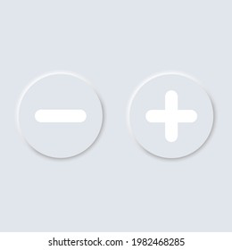 Plus and minus icon on neumorphism design button