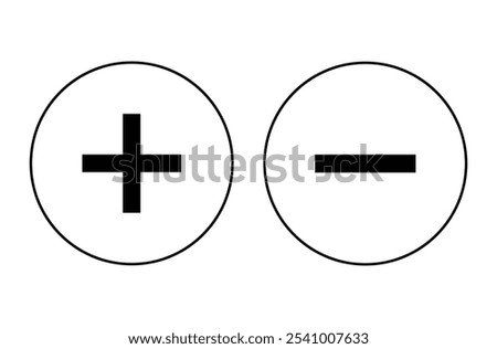 Plus and minus icon outline vector. plus sign and symbol. add plus icon. Plus Minus Icon set for web and mobile app. Vector illustration. Eps file 40.