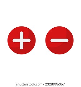 Plus Minus Icon In Red Color Circle Shape With White Line
