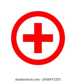 Plus Minus Icon. Red cross icon. Cross Icon Vector Simple Design. Vector red circle icon illustration.