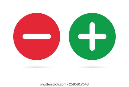 plus minus icon red green flat design vector design illustration