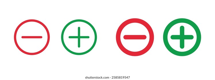 plus minus icon red green set