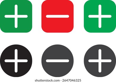 mais, ícone de menos design de vetor verde vermelho, mais ilustração de símbolo de vetor de ícone de menos.
