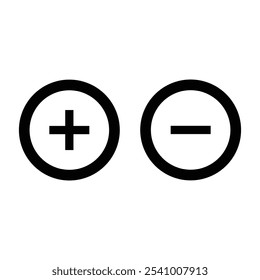 Plus and minus icon round outline vector. plus minus sign and symbol. add plus icon. Plus Minus Icon set for web and mobile app. Vector illustration. Eps file 39.